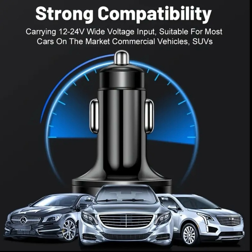 New Multi-Port Car Charger Voltage Display Fast USB C Charging - Picture 4 of 6